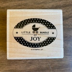 New! Stampin Up!  - Rubber Stamp -  Retired "Little Bundle of Joy" - Medium Size